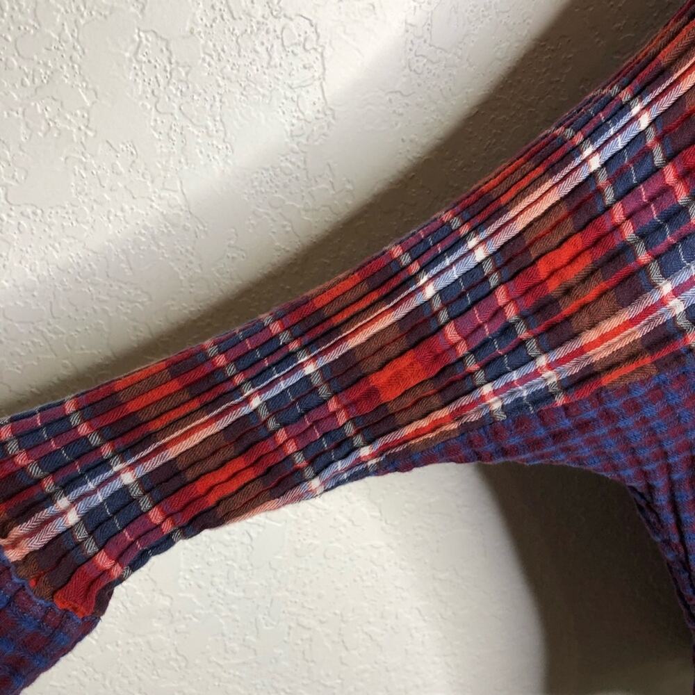 Free People Magical Plaid red blue white mixed plaid button down shacket Large - Picture 7 of 16